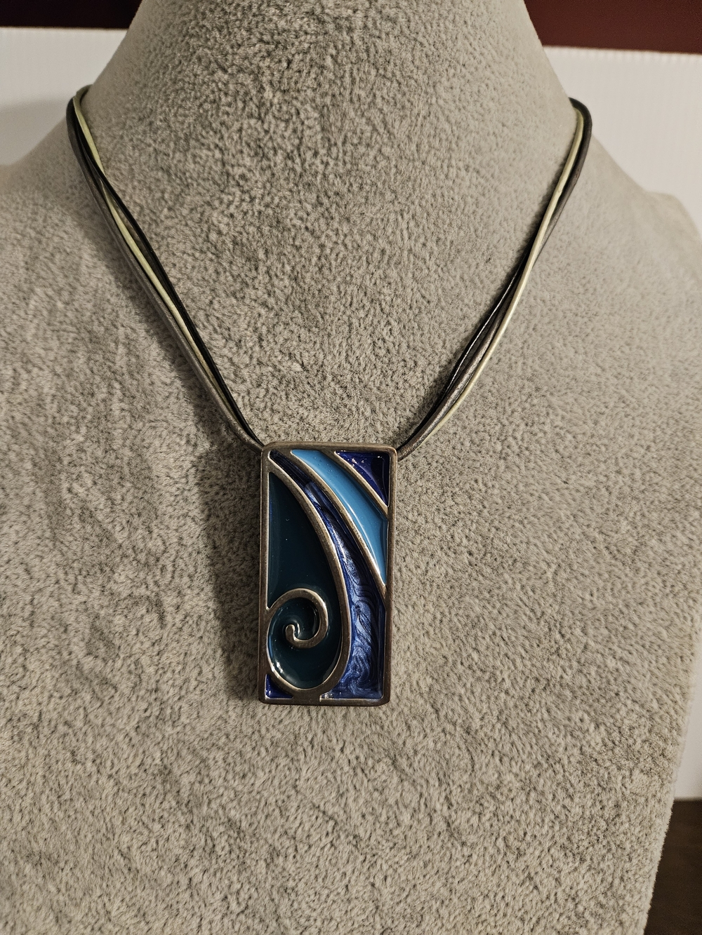 Chico's Blue Wave Enamel Pendant Necklace - Women Jewelry